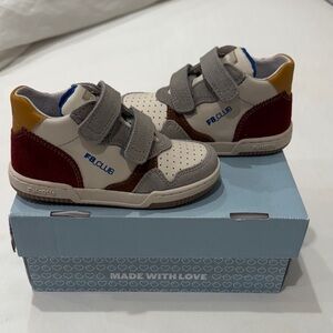 Kids Falcotto Velcro Sneakers - Gray, White, Red